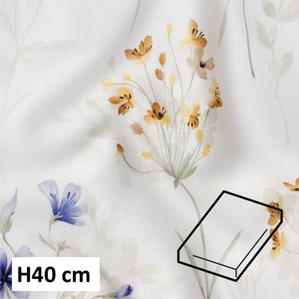 Dommelin Hoeslaken Satijn 400TC - 40 cm hoog - Dessin Field - Jeansblauw